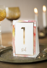 Numery na stół Glamour tabliczka z numerem stołu weselnego, zlocone klasyczna elegancja0