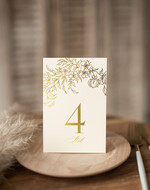 Numery na stół Glamour złote eleganckie numery na stoły na wesele, numerki na stół weselny złote w stylu glamour, ozdoba na stół weselny, numeracja stołów weselnych 1
