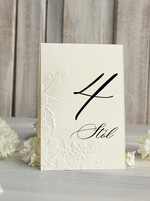 Numery na stół Glamour tabliczka z numerem stołu weselnego, tłoczone numerki na stół weselny, dekoracja stołów weselnych tłoczone kwiaty 1