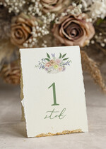 Numery na stół Glamour Złocone szarpane brzegi Numery na stoły weselne, numerki na stół stoły weselne, zlocone klasyczna elegancja1