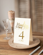 Numery na stół Glamour tabliczka z numerem stołu weselnego, złoto klasyczna elegancja w stylu glamour0