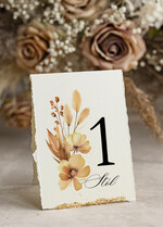 Numery na stół Glamour numery na stoły weselne, stojak z numerkiem na stół weselny, numerki na soły weselne z płatkami złota, ozdoba na stół weselny, numeracja stołów weselnych0