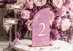 Numery na stół Glamour lawendowe numerki na stoły weselne, dekoracje sali weselnej, dekoracje stołu Pary Młodej, numeracja stołów weselnych 3