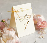 Numery na stół Glamour numery na stoły weselne zlocone ze sznurkiem, numeracja stołów weselnych, numerki na stoly weselne w stylu glamour 0