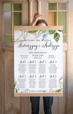 Plany stołów Plakaty Rustykalne tablica z rozmieszczeniem gości plan stołów weselnych, w stylu rustykalnym dopasuj swoj rozmiar0