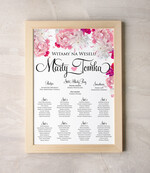 Plany stołów Plakaty Rustykalne Piwonie tablica z planem stołów na wesele plan stołów weselnych ekologiczne i rustykalne wybierz swoj rozmiar  0