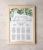 Plany stołów Plakaty Rustykalne Zielone liście planer ślubny plan usadzenia gości na weselu w stylu rustykalnym dopasuj swoj rozmiar  0