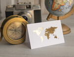 Winietki botaniczne podróżnicze  eleganckie winietki na stół weselny wizytówki ślubne, złote winietki z mapą świata, dekoracje stołów weselnych dla podróżników 1
