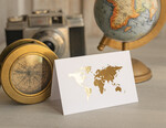 Winietki botaniczne podróżnicze  eleganckie winietki na stół weselny wizytówki ślubne, złote winietki z mapą świata, dekoracje stołów weselnych dla podróżników 7