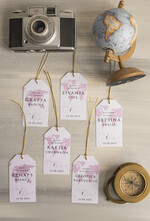 Zawieszki na butelki botaniczne podróżnicze  etykiety na butelki weselne z mapą, zawieszki na butelką dopasowana do zaproszeń paszport, zawieszki ślubne dla podróżników, zawieszki ślubne z dowolnym krajem4