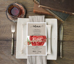 Menu botaniczne podróżnicze  menu weselne na stoły plan podawania posiłków, vintage wasz tekst0