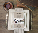 Menu botaniczne podróżnicze  menu ślubne z planem posiłków, eleganckie na klasyczne wesele0