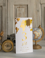 Menu botaniczne podróżnicze  menu ślubne z planem posiłków, numer stołu i menu w jednym, karta drinków na weselu, menu weselne z mapą świata, ozdoba na stoły weselne 7