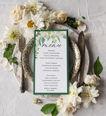 Menu botaniczne podróżnicze  menu weselne na stół karta dań weselnych eleganckie na klasyczne wesele rustykalne menu ślubne  0