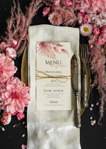 Menu botaniczne podróżnicze  menu weselne karta dań weselnych, menu na stół weselny 0