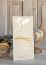 Menu botaniczne podróżnicze  menu weselne z mapą świata lub dowolnego kraju, podróżnicza karta dań na weselu, ślubne menu z planem podawania dań weselnych9
