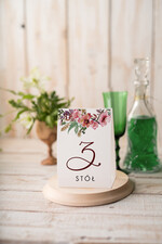 Numery na stół botaniczne podróżnicze  numerki na stół stoły weselne, kwiaty boho piekne kolory0