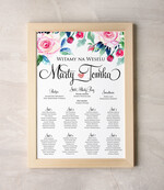 Plany stołów Plakaty Akwarele planer ślubny plan usadzenia gości na weselu, malowane akwarelkowe wzory dopasuj rozmiar0