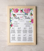 Plany stołów Plakaty botaniczne podróżnicze plansza powitanie gości i plan stołów w jednym, dopasuj rozmiar do swojego wesela rustykalne0