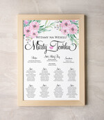 Plany stołów Plakaty botaniczne podróżnicze plansza powitanie gości i plan stołów w jednym, rustykalne w ekologicznym stylu0