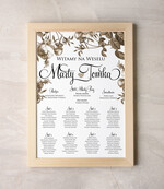 Plany stołów Plakaty botaniczne podróżnicze tablica z rozmieszczeniem gości plan stołów weselnych, w stylu rustykalnym0