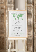 Plany stołów Plakaty botaniczne podróżnicze Tablica powitalna na sali weselnej, elegancka powitalna plansza z mapą świata, pomysł na powitanie gości na sali weselnej, tematyczne dodatki na salę weselną 1