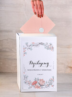 Pudełko na koperty  Papierowe dopasowane do zaproszeń  ślubne pudełko na koperty, papierowa kopertówka, papierowe pudełko na koperty grafika dopasowana do dowolnego wzoru, biała kopertówka1