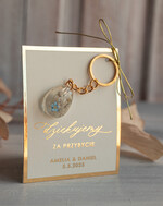 Podziękowania dla Gości Weselnych Magnesy breloki Zdrapki prezent dla gosci na weselu brelok do kluczy z niezapominajką, prezenty dla gości weselnych ręcznie robiony brelok do kluczy niezapominajka zatopiona w żywicy5