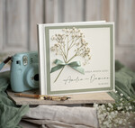 Księgi wpisów gości botaniczne księga wpisów gości, pamiątkowa księga z życzeniami od gości na weselu, księga wpisów gości z suszoną gipsówką, personalizowana księga wpisów gości3