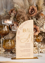 Menu rustykalne rustykalne menu weselne, drewniana karta dań, drewniane menu na stół weselny5