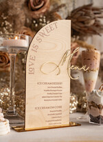 Menu rustykalne drewniane menu na stół weselny, rustykalne menu na stol weselny, złote napisy na menu weselnym, drewniana karta dań, rustykalna karta dan6