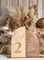 Menu rustykalne drewniane menu na stół weselny, rustykalne menu na stol weselny, złote napisy na menu weselnym, drewniana karta dań, rustykalna karta dan, zestaw menu i numerek na stół 19