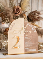 Menu rustykalne drewniane menu na stół weselny, rustykalne menu na stol weselny, złote napisy na menu weselnym, drewniana karta dań, rustykalna karta dan, zestaw menu i numerek na stół 6