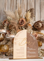 Menu rustykalne drewniane menu na stół weselny, rustykalne menu na stol weselny, złote napisy na menu weselnym, drewniana karta dań, rustykalna karta dan2