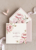 Zaproszenia ślubne Minimalistyczne Różowe Zaproszenia Ślubne Minimalistyczne Zaproszenia na Ślub Eleganckie Różowe Zaproszenia Ślubne z peoniami Minimalistyczne Zaproszenia na Ślub Eleganckie piwonie 0