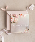 Zaproszenia ślubne Minimalistyczne Różowe Zaproszenia Ślubne z peoniami Minimalistyczne Zaproszenia na Ślub Eleganckie malarskie piwonie  1