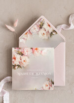 Zaproszenia ślubne Minimalistyczne Różowe Zaproszenia Ślubne z peoniami Minimalistyczne Zaproszenia na Ślub Eleganckie malarskie piwonie  0