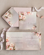 Zaproszenia ślubne Minimalistyczne Różowe Zaproszenia Ślubne z peoniami Minimalistyczne Zaproszenia na Ślub Eleganckie malarskie piwonie  2