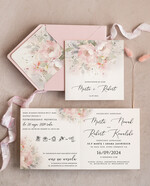 Zaproszenia ślubne Minimalistyczne Różowe Zaproszenia Ślubne z peoniami Minimalistyczne Zaproszenia na Ślub Eleganckie malarskie piwonie  0