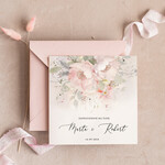 Zaproszenia ślubne Minimalistyczne Różowe Zaproszenia Ślubne z peoniami Minimalistyczne Zaproszenia na Ślub Eleganckie malarskie piwonie  1