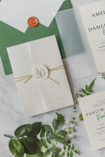 Zaproszenia ślubne Minimalistyczne Proste Zielone Zaproszenia Ślubne z Monogramem Minimalistyczne Zaproszenia na Ślub Delikatne Zaproszenie Ślubne3