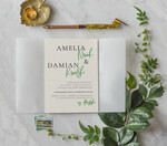 Zaproszenia ślubne Minimalistyczne Proste Zielone Zaproszenia Ślubne z Monogramem Minimalistyczne Zaproszenia na Ślub Delikatne Zaproszenie Ślubne4