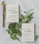 Zaproszenia ślubne Minimalistyczne Proste Zielone Zaproszenia Ślubne z Monogramem Minimalistyczne Zaproszenia na Ślub Delikatne Zaproszenie Ślubne5