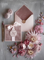 Zaproszenia ślubne Minimalistyczne Nowoczesne Zaproszenia Ślubne pudrowy róż Welurowe Zaproszenie na Ślub3