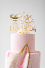 Figurki na tort / cake topper statuetki akryl złoty topper na tort weselny błyszcząca pleksi2