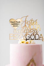Figurki na tort / cake topper statuetki akryl złoty topper na tort weselny błyszcząca pleksi3