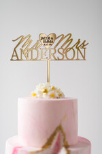 Figurki na tort / cake topper statuetki akryl złoty spersonalizowany toper na tort ślubny błyszcząca plexi2