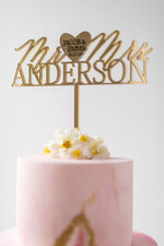 Figurki na tort / cake topper statuetki akryl złoty spersonalizowany toper na tort ślubny błyszcząca plexi3