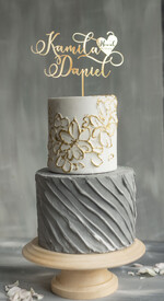 Figurki na tort / cake topper statuetki akryl złoty lustrzany napis na tort weselny personalizowany topper ślubny wasze nazwisko i imiona1