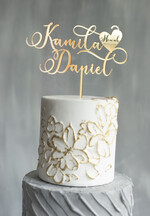 Figurki na tort / cake topper statuetki akryl złoty lustrzany napis na tort weselny personalizowany topper ślubny wasze nazwisko i imiona0